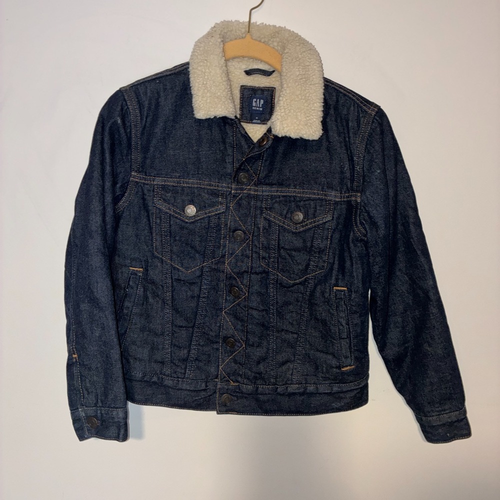 Gap Kids Sherpa Lined Denim Jacket Size M 8-9 Blue Boys Girls